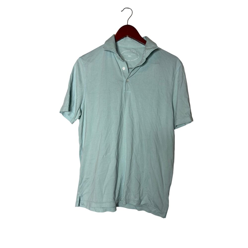 Fedeli aqua blue organic cotton polo t shirt sz 50 US M